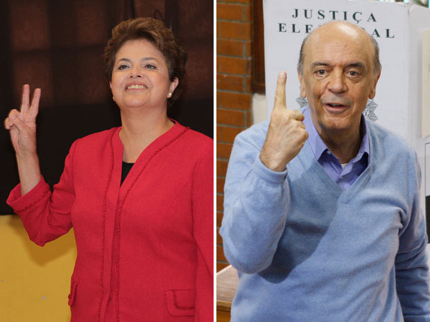 Dilma Rousseff (PT) e José Serra (PSDB) ao votarem na manhã deste domingo, em Porto Alegre e em São Paulo, respectivamente (Foto: Paulo Pinto/AE e Rodrigo Coca/AE)