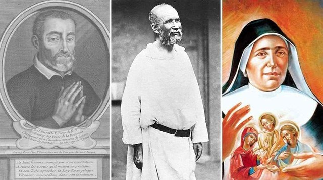 O Beato César de Bus, o Beato Charles de Foucauld e a Beata Maria Domenica Mantovani. Foto: Domínio público