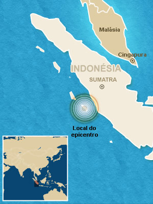 Mapa localiza o epicentro. (Foto: Arte G1)