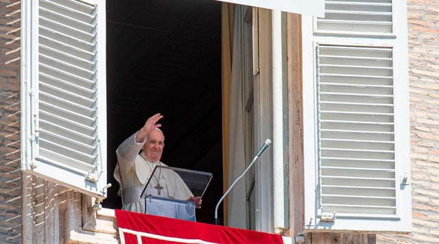 Papa Francisco durante a oração do Ângelus. Foto: Vatican Media