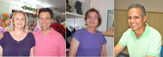 Sr. Ricardo e esposa Rose, proprietários da casas das flores; a Sra. Lori, Mirim Calçados e o Sr. Sérgio Nogueira, pastor da Igreja Batista memorial