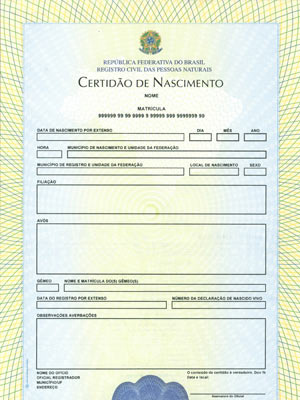 Certidão de nascimento será emitida em papel de
segurança (Foto: Divulgação/Ministério da Justiça)