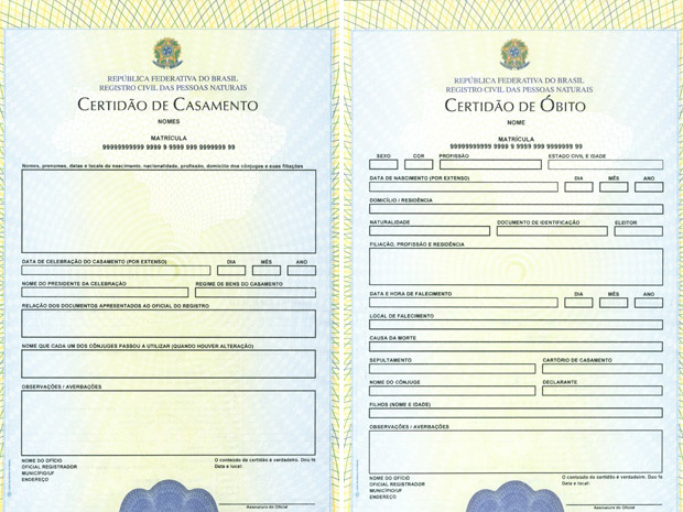 Papéis das certidões de casamento e óbito também serão modificados (Foto: Divulgação/Ministério da Justiça)