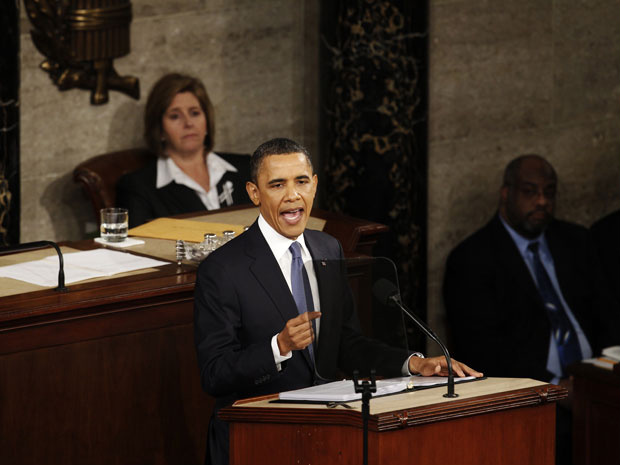 Obama discursa nesta terça-feira (25) no Congresso americano. (Foto: Molly Riley / Reuters)