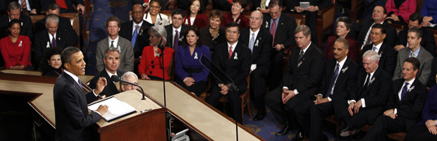 Parlamentares assistem ao discurso de Obama nesta terça-feira (25). (Foto: AP)