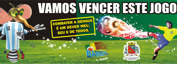 Mosquito da dengue aparece vestido com camisa da seleção argentina em campanha publicitária (Arte: Divulgação/Prefeitura de Barretos)