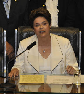 A presidenta Dilma Rousseff durante a sessão solene de abertura da 54ª legislatura do Congresso Nacional