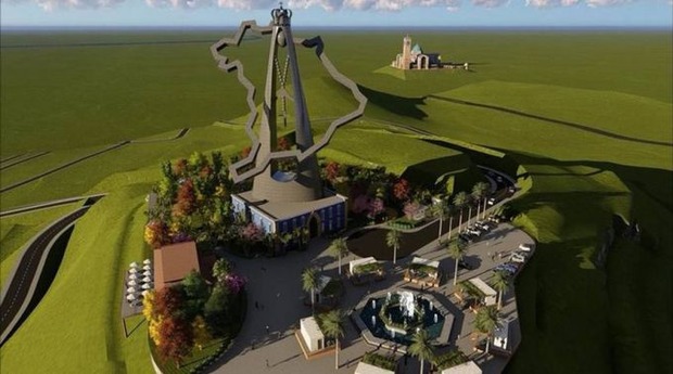 Simulação do parque temático com estátua gigante / Imagem: Prefeitura de Aparecida