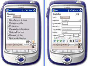 Interface dos palmtops usados pelos supervisores
do Webdengue (Foto: Divulgação / COPPE-UFRJ)