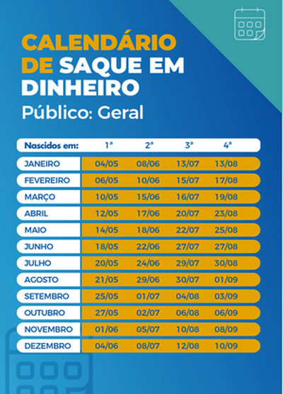 Calendário de pagamento das parcelas do auxílio emergencial. - Arte/Agência Brasil