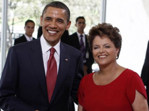 Presidente Dilma e Obama, durante encontro sábado em Brasilia.
Foto: Agência Brasil