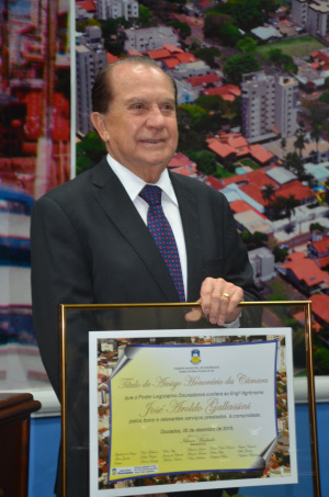 José Haroldo Galassini, Diretor-Presidente da COAMO homenageado na noite de ontem(05/12) na Câmara Municipal de Dourados/MS.