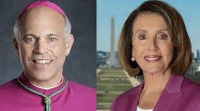 Dom Salvatore Cordileone / Nancy Pelosi. Crédito: Arquidiocese de São Francisco. Domínio Público