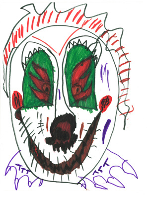 Um dos desenhos de palhaço feito pelo
garoto Aidan Reed (Foto: Caters)