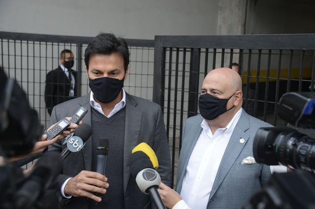 O ministro das Comunicações, Fábio Faria, e o diretor-presidente da EBC, Glen Valente, no Rio de Janeiro. - Tomaz Silva/Agência Brasil