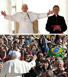 Bento XVI saúda os fiéis reunidos na Praça de São Pedro, no Vaticano, para a tradicional Catequese