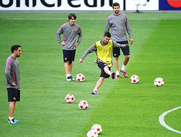 David Villa e companhia treinam a pontaria do Barça para a decisão (Foto: Getty Images)