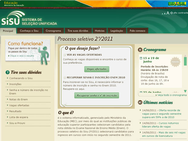 Portal disponibiliza informações sobre como se inscrever no SiSU (Foto: Reprodução)