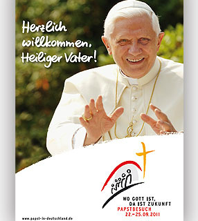 ''Seja bem-vindo, Santo Padre!'', indica cartaz de promoção da visita do Papa à Alemanha