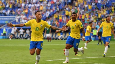 Neymar comemora primeiro gol brasileiro - Crédito: Divulgação/Fifa