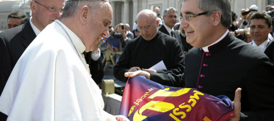 Papa se reunirá com delegação do Barcelona no Vaticano