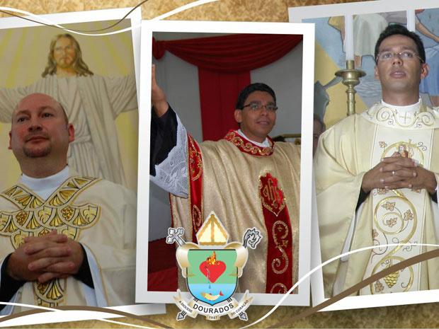 Da esquerada para a direita: Padre Valdecir Aparecido Gaias, Padre Alexsandro Lima e Padre Ciro Freitas