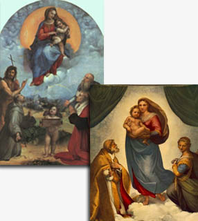 A obra ''Virgem Maria de Foligno'' e a ''Virgem Maria Sistina'', do pintor italiano Rafael Sanzio, serão expostas pela primeira vez juntas
