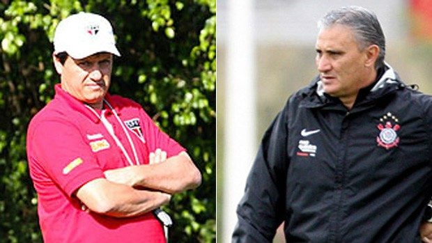 Adilson Batista e Tite, os técnicos de São Paulo e Corinthians (Foto: Editoria de Arte/Globoesporte.com)