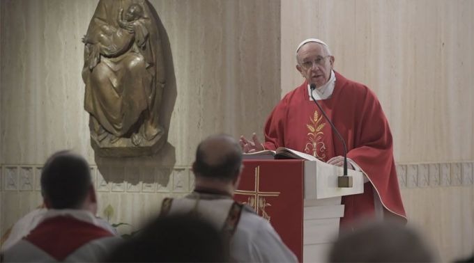 Papa Francisco durante a Missa em Santa Marta. Foto: Vatican Media