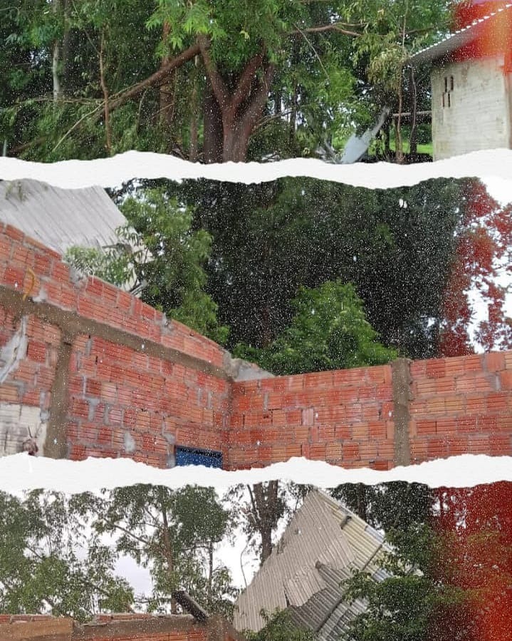 Fotos mostram como ficou a estrutura da chácara após vendaval. Imagem: Emaús/Redes Sociais