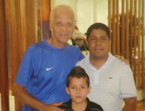 Ademir da Guia junto Pedro Lucas e o pai(Foto: Reprodução/TV Gazeta)