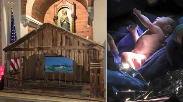 Resgatado bebê recém-nascido abandonado no presépio de uma igreja nos EUA