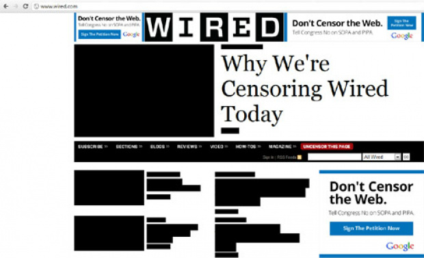 Site da revista Wired também se juntou ao protesto global