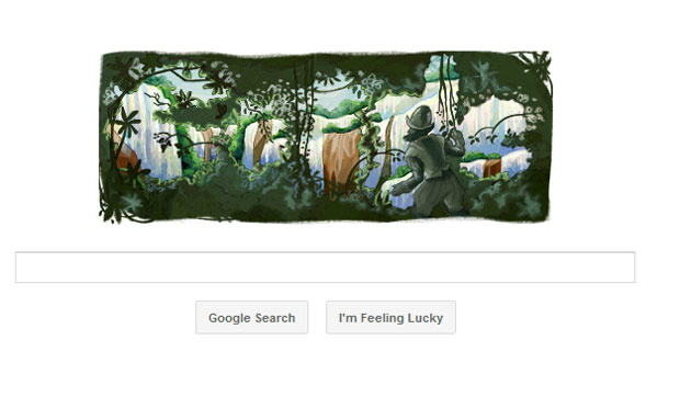 O Google mudou seu logotipo no site de buscas nesta terça-feira (31) em homenagem aos 470 anos do descobrimento das Cataratas do Iguaçu pelo explorador espanhol Álvar Núñez Cabeza de Vaca. Ele encontrou as cataratas em 1542. A imagem mostra a palavra Google escrita com plantas enquanto as quedas de água aparecem ao fundo (Foto: Reprodução)