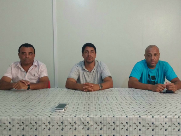 Nei César, Tony Montalvão e Alexandre Bispo, na entrevista que anunciam saída do Itaporã (Foto: Gazeta MS)