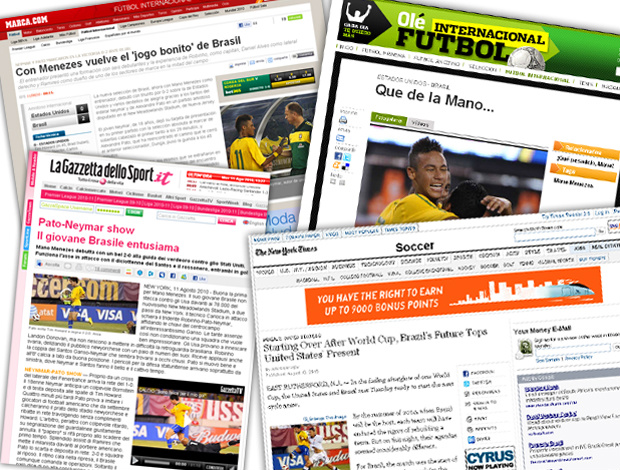 Reproduções dos sites de jornais estrangeiros: elogios ao time de Mano (Foto: Reprodução)