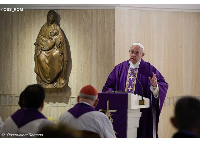 Papa Francisco durante a missa desta manhã - OSS_ROM