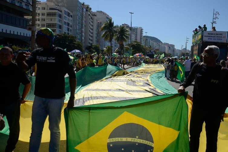 Manifestantes fazem ato, no Rio  de Janeiro, em apoio ao pacote anticrime e a favor da reforma da Previdência  (Tomaz Silva/Agência Brasil)