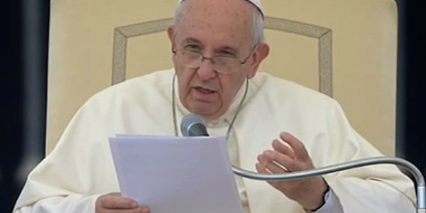 Papa Francisco, durante a catequese na manhã desta quarta no Vaticano.