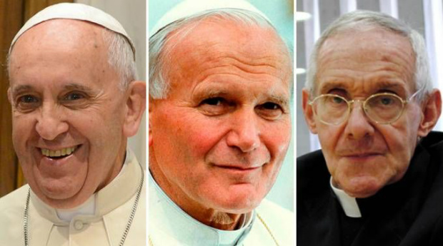 Papa Francisco, São João Paulo II e Cardeal Jean Louis Tauran / ACI e Blanca Ruíz