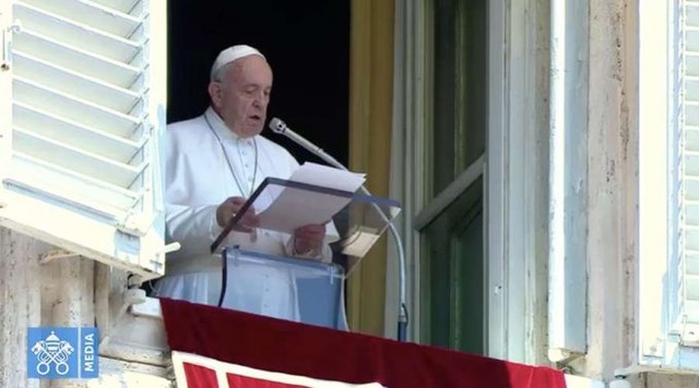 Papa Francisco na oração do Ângelus. Foto: Captura do YouTube
