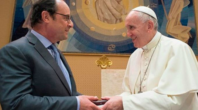 O presidente da França, François Hollande, e o Papa Francisco / Foto: L'Osservatore Romano