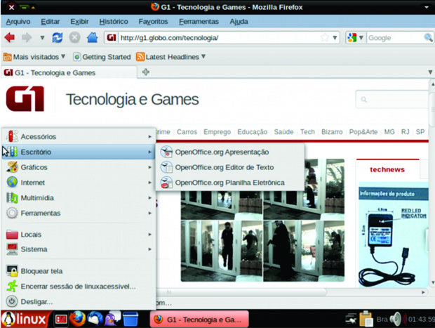 Área de trabalho do linuxacessivel.org. (Foto: Reprodução)